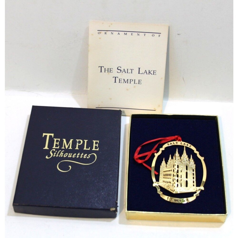 Salt Lake LDS Temple 24Kt Gold Finish Silhouette Hanging Christmas Tree Ornament